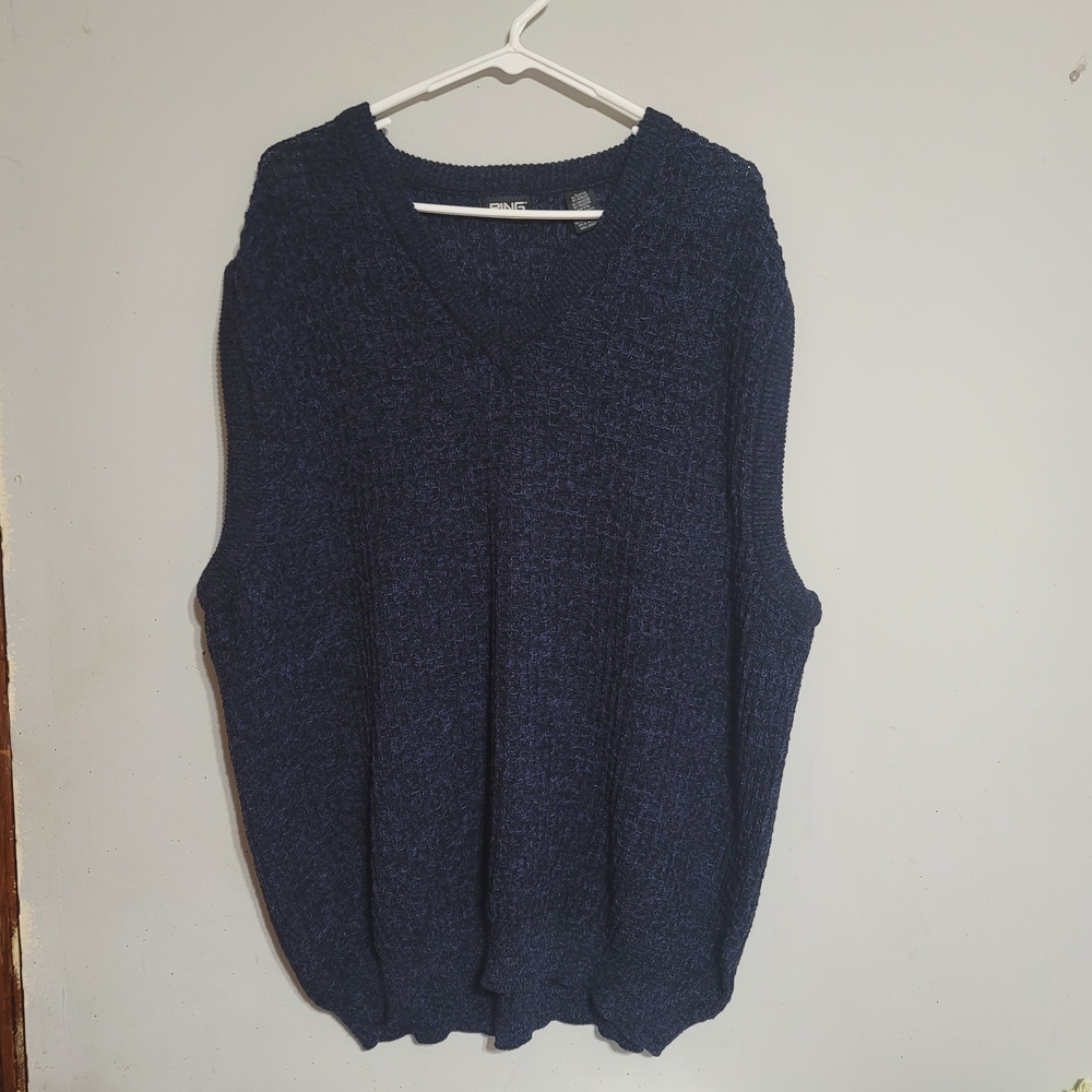 Vtg PING Sweater Vest Mens XL Navy Blue Knit Golf Pullover USA Made V Neck‎ 
Euc